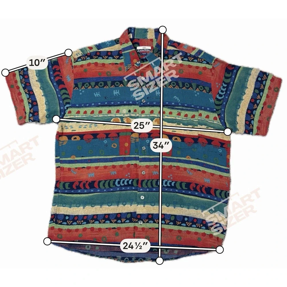 VTG Casa Moda Men's Large Luxury Colorful Design Button Front Shirt - Picture 6 of 7